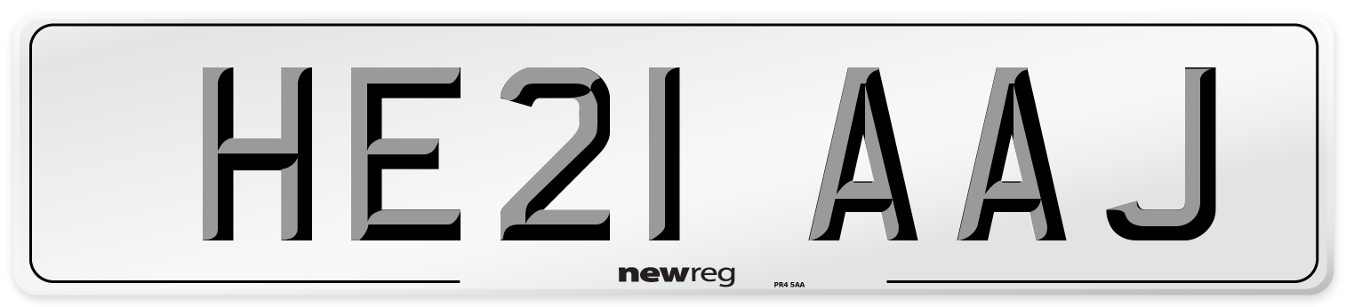 HE21 AAJ Number Plate from New Reg